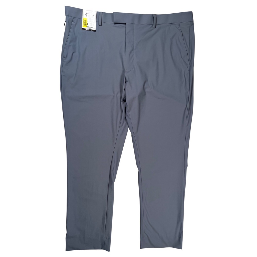 New Murano Performance Pants Mens 40x30 Gray Slim Fit Stretch Chino Trousers